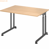mcbuero.de Schreibtisch C-Fuß 120x80cm Eiche/Graphit