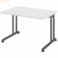 mcbuero.de Schreibtisch C-Fuß 120x80cm Weiß/Graphit