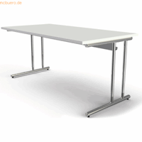 kerkmann Schreibtisch Artline Holzdekor C-Fuß 160x80x68-82cm weiß