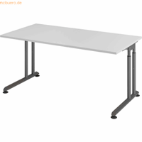 Hjh OFFICE PRO Zeno 16 G 160 x 80 - hoogte - verstelbaar frame zilver, Melamine-gecoate spaanplaat, Mehrfarbig