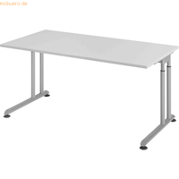 Hjh OFFICE PRO Zeno 16 S 160 x 80 - hoogte - verstelbaar frame zilver, Melamine-gecoate spaanplaat, Mehrfarbig