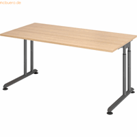 Hjh OFFICE PRO Zeno 16 G 160 x 80 - hoogte - verstelbaar frame zilver, Melamine-gecoate spaanplaat, Mehrfarbig