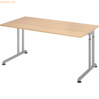Hjh OFFICE PRO Zeno 16 S 160 x 80 - hoogte - verstelbaar frame zilver, Melamine-gecoate spaanplaat, Mehrfarbig
