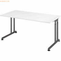 Hjh OFFICE PRO Zeno 16 G 160 x 80 - hoogte - verstelbaar frame zilver, Melamine-gecoate spaanplaat, Mehrfarbig