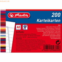 herlitz 8 x  Karteikarten A8 170g/qm liniert weiß VE=200 Stück