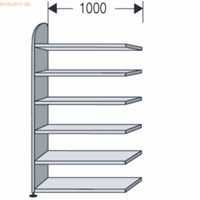 Kerkmann Open kast Dante, stellingsectie, H 2250 x B 1000 mm, zonder achterwand, lichtgrijs