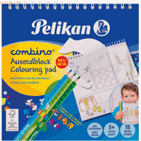 pelikan 10 x  Zeichenblock Combino 15x15cm mit Spirale 170 g/qm 15 Blat