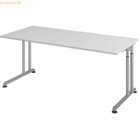 mcbuero.de Schreibtisch C-Fuß 180x80cm Grau/Silber