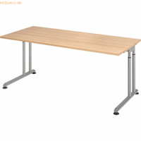 mcbuero.de Schreibtisch C-Fuß 180x80cm Eiche/Silber