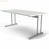 kerkmann Schreibtisch Artline Holzdekor C-Fuß 180x80x68-82cm weiß