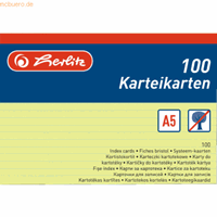 herlitz 4 x  Karteikarten A5 liniert VE=100 Stück gelb