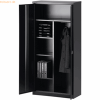BISLEY UNIVERSAL vleugeldeurkast, h x b x d = 1950 x 914 x 400 mm, met garderobegedeelte, zwart