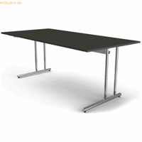 Bureautafel Toledo, in hoogte verstelbaar, rechthoek, C-poot-onderstel, breedte 2000 mm, antraciet