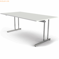 Bureautafel Toledo, in hoogte verstelbaar, rechthoek, C-poot-onderstel, breedte 2000 mm, wit