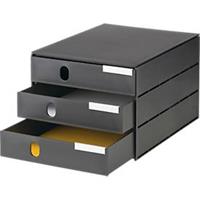 Ladebox Styro Styroval, voor formaten tot C4, 3 gesloten lades, recyclagemateriaal, grijs/grijs