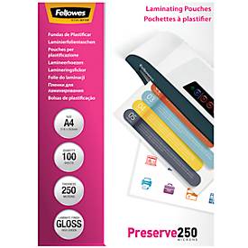 fellowes Laminating Pouches Preserve 250 Micron - 250 micron - 100 - glanzend - transparant - A4 (210 x 297 mm) lamineerhoezen