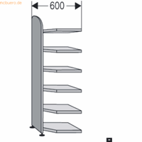 Kerkmann Open kast Dante, open hoekkast bouwdeel, H 2250 x B 600 mm, zonder achterwand, lichtgrijs