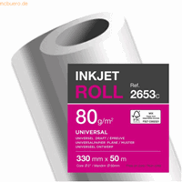 clairefontaine 6 x  Inkjetpapier-Rolle 330mm x 50m 80g/qm weiß