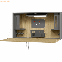 mcbuero.de Wandschreibtisch 1200x265x650mm graphit/asteiche
