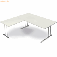 Bureautafel Toledo, met aanbouwtafel, in hoogte verstelbaar, C-poot, B 2000 x D 1000 mm, wit