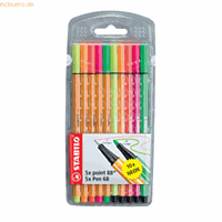 stabilo 10 x  Fineliner / Premium-Filzstift point 88 / Pen 68 Etui VE=1