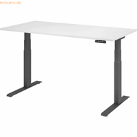 mcbuero.de Sitz-Steh-Schreibtisch elektrisch 160x80cm Weiß/Silber