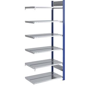 Hofe Ordner-Steckregal doppelseitig, Höhe 2000 mm BxT 750 x 600 mm, Anbauregal, blau / verzinkt