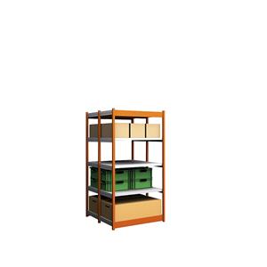hofe Robuuste inhaakstelling, dubbelzijdig, stellinghoogte 2000 mm, oranje / verzinkt, legbordbreedte 1025 mm, basisstelling, breedte x diepte = 1025 x 500 mm