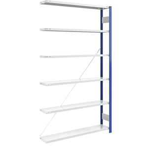 EUROKRAFTpro Magazijn-inhaakstelling, stellingstaander blauw, h x b = 2500 x 1300 mm, legbord lichtgrijs, aanbouwstelling, diepte 300 mm