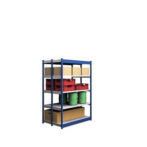 hofe Robuuste inhaakstelling, dubbelzijdig, stellinghoogte 2000 mm, blauw / verzinkt, legbordbreedte 1325 mm, basisstelling, breedte x diepte = 1325 x 400 mm