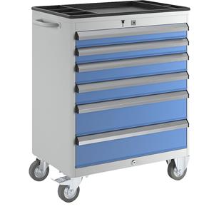 EUROKRAFTpro Ladekast, verrijdbaar, h x b x d = 930 x 700 x 450 mm, laden 2 x 75, 2 x 100, 2 x 150 mm
