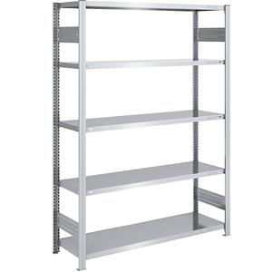 EUROKRAFTpro Magazijn inhaakstelling, verzinkt, h x b = 2000 x 1300 mm, met 5 stalen legborden, basisstelling, vakdraagvermogen 185 kg, diepte 500 mm