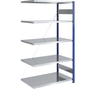 EUROKRAFTpro Magazijn-inhaakstelling, stellingstaander blauw, legbord verzinkt, h x b = 2000 x 1000 mm, aanbouwstelling, diepte 800 mm