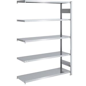 EUROKRAFTpro Lager-Steckregal, verzinkt HxB 2000 x 1300 mm, mit 5 Stahlböden Anbauregal, Fachlast 230 kg, Tiefe 500 mm