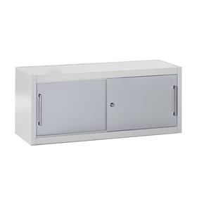 mauser Schuifdeurkast, als opzetstuk voor een breedte van 1200 mm, h x b x d = 500 x 1200 x 500 mm, lichtgrijs / blank aluminiumkleurig