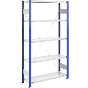 EUROKRAFTpro Magazijn-inhaakstelling, stellingstaander blauw, h x b = 2000 x 1000 mm, legbord lichtgrijs, basisstelling, diepte 400 mm