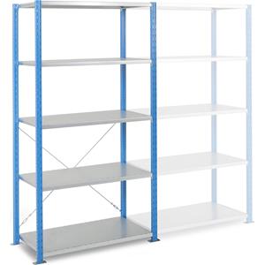 Snelbouw zwaarlast-inhaakstelling, legbord-b x d = 1250 x 600 mm, vakdraagvermogen 280 kg, basisstelling, hoogte 2000 mm, 5 legborden