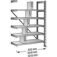Ordner- en archief-inhaakstelling, verzinkt, hoogte 1920 mm, enkelzijdig, legbord-b x d = 1200 x 300 mm, aanbouwstelling