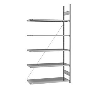EUROKRAFTpro Legbord inhaakstelling, verzinkt, stellinghoogte 2350 mm, legbordbreedte 1215 mm, aanbouwstelling, legborddiepte 550 mm