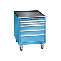 Lista Schubladenschrank, Breite 564 mm, fahrbar 5 Schubladen, HxT 723 x 725 mm lichtblau