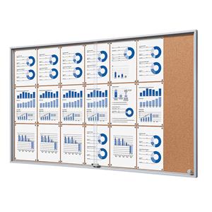 EUROKRAFTpro Vitrinekast met schuifdeuren, uitwendige afmetingen b x h x d = 1566 x 947 x 50 mm, kurk achterwand