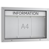 Informatiebord WSM, Horizontaal formaat, B 750 x D 70 x H 500 mm, voor binnen en buiten, afsluitbaar, incl. 10 magneten & tekstlijst,