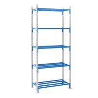 Inhaakstelling met buizenlegborden, stellinghoogte 2496 mm, legbordbreedte 1210 mm, basisstelling, legborddiepte 795 mm