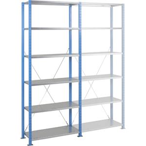 Snelbouw zwaarlast-inhaakstelling, legbord-b x d = 1000 x 800 mm, vakdraagvermogen 270 kg, basisstelling, hoogte 2500 mm, 6 legborden