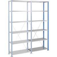 Schnellbau-Schwerlast-Steckregal Fachboden-BxT 1250 x 800 mm, Fachlast 240 kg Anbauregal, Höhe 2500 mm, 6 Fachböden