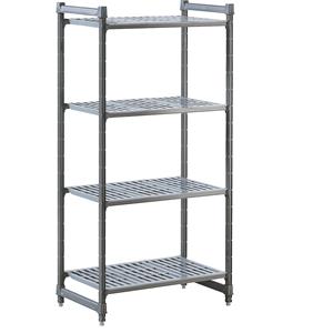 Kunststoff-Steckregalsystem Fachboden-BxT 835 x 540 mm Grundregal, Breite 915 mm, Boden geschlitzt