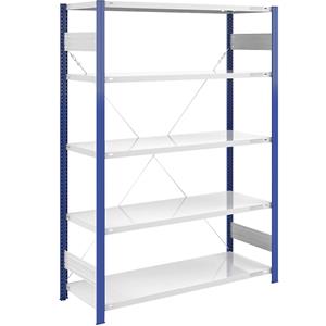 EUROKRAFTpro Magazijn-inhaakstelling, stellingstaander blauw, h x b = 2000 x 1300 mm, legbord lichtgrijs, basisstelling, diepte 600 mm