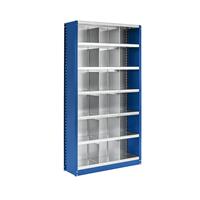 EUROKRAFTpro Steckregal-System, Regalhöhe 1990 mm 18 Fächer, BxT 1000 x 300 mm Anbauregal, enzianblau RAL 5010