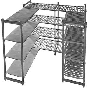 Kunststof inhaakstellingsysteem, legbord b x d = 835 x 610 mm, basisstelling, breedte 915 mm, legbord met sleuven