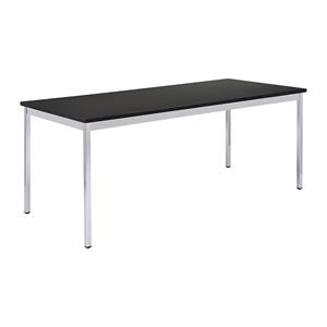 EUROKRAFTbasic Universele tafel, rechthoekig, b x h = 1400 x 740 mm, diepte 800 mm, blad zwart, frame verchroomd